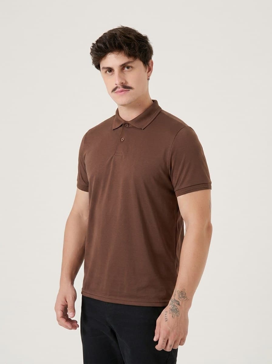 Polo Básica Malha PP Marrom