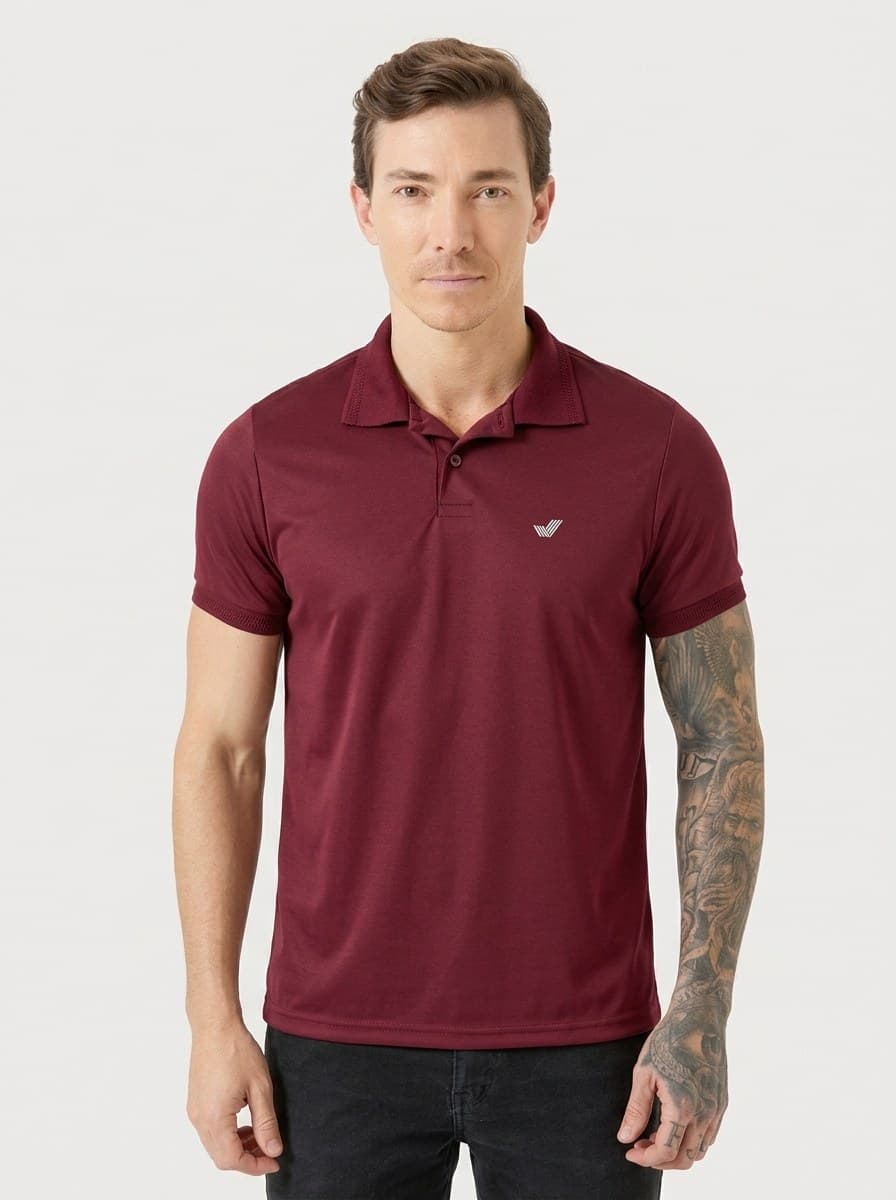 Polo com Logo Gel Malha PP Bordô