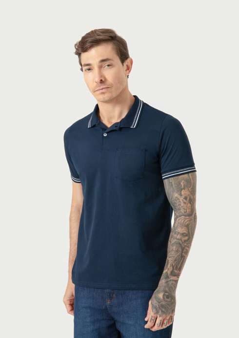 Polo Malha com Bolso Marinho — Doce Helene